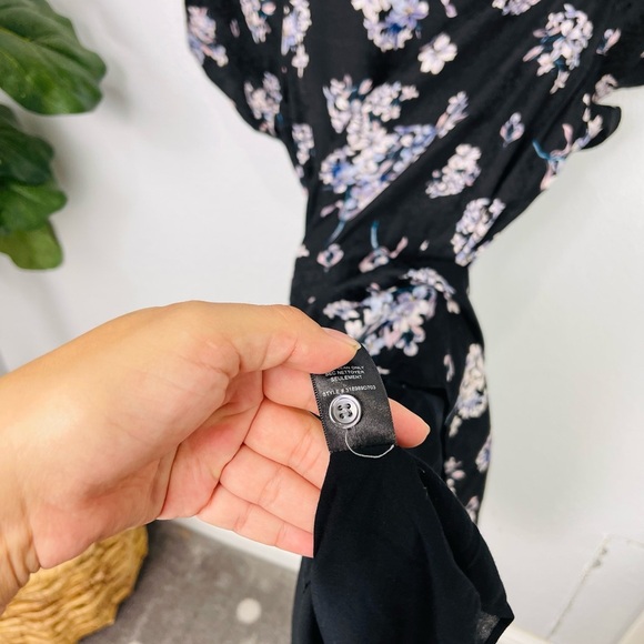 Rebecca Taylor Silk Hydrangea Black Floral Dress 2 - Picture 8 of 9